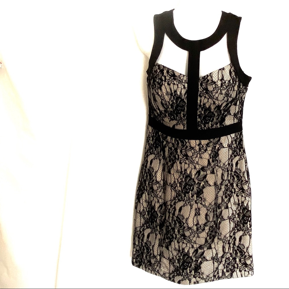 XOXO Mini Racerback Dress Black Lace Lined Size 9/10